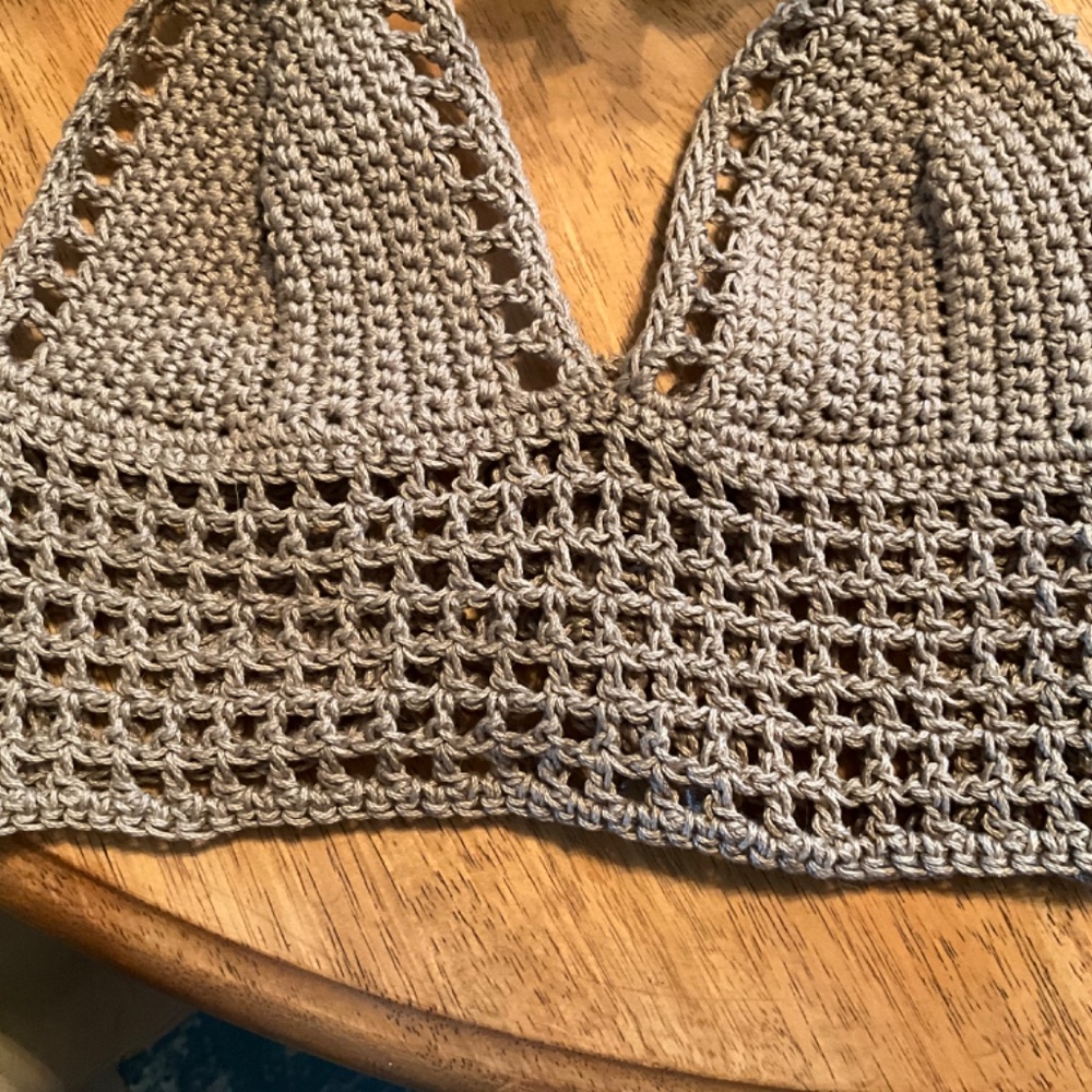 Handmade Crochet Halter Size Small Boho Bikini Bralette Off the Shoulder - Picture 5 of 7